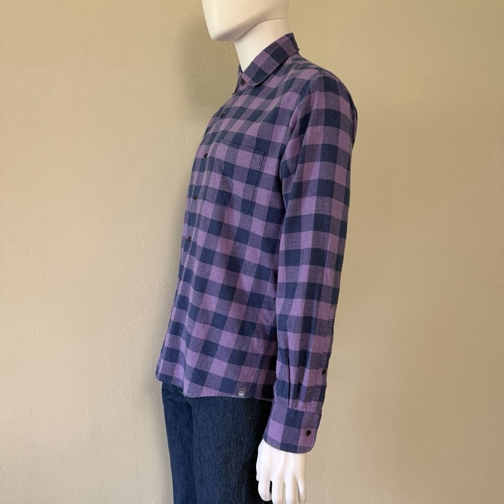 Peter Millar Purple Navy Plaid Cotton Flannel Button-Up Men Shirt size M - Picture 5 of 14